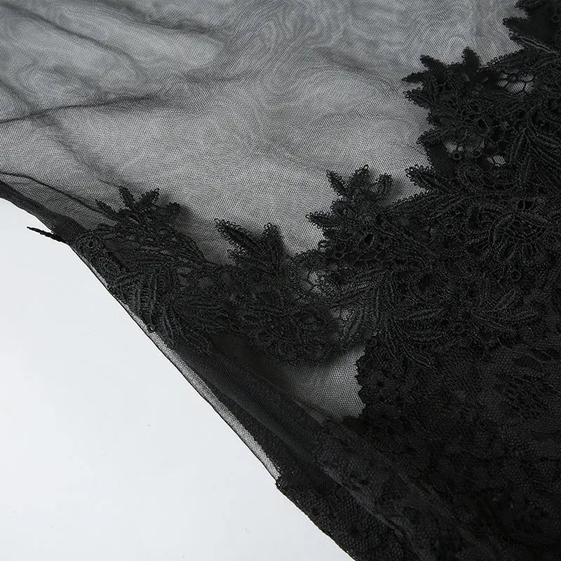 Sheer Lace Camisole Dress with Ultra Spicy and Lightweight Mesh; Sexy Dress for A Minority of Hot Girls