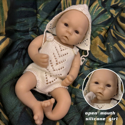 Reborn Dolls 13Inch Open Mouth Silicone Girl Full Body Soft Silicone Unpainted Newborn Baby Dolls reborn de silicone real cuerpo