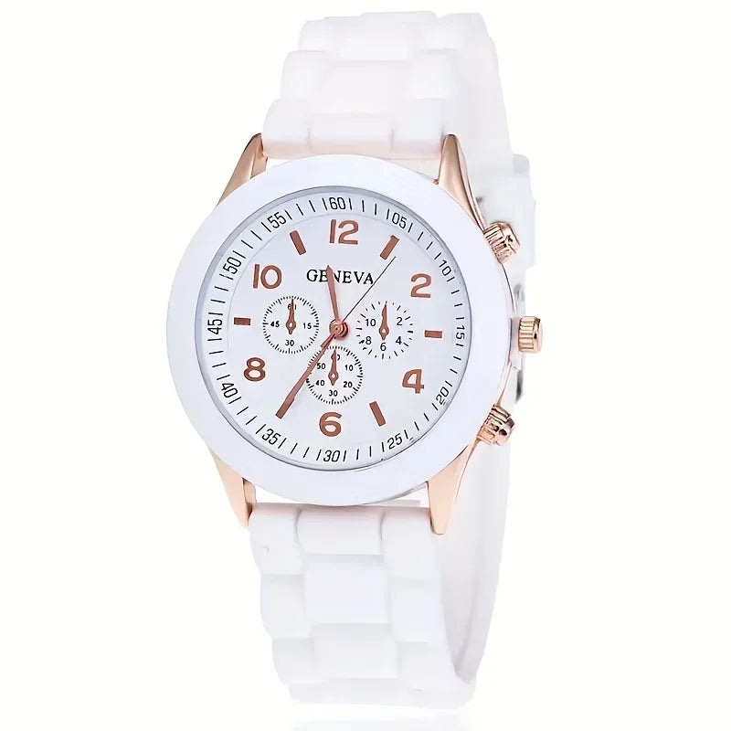 Stylish Round Pointer Quartz Watch, Triple Dial Silicone Watchband Sports Wristwatch For Women And Men, Ideal choice for Gifts