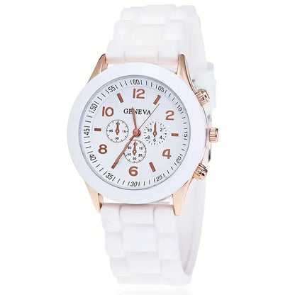 Stylish Round Pointer Quartz Watch, Triple Dial Silicone Watchband Sports Wristwatch For Women And Men, Ideal choice for Gifts