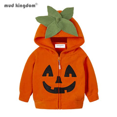 Mudkingdom Girls Boys Fleece Jacket Halloween Pumpkin Ghost Lightweight Toddler Animal Hoodies Zip Up Children Clothes Winter