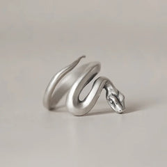 925 Sterling Silver Snake Frosted Adjustable Rings For Women Fine Jewelry Gift Female