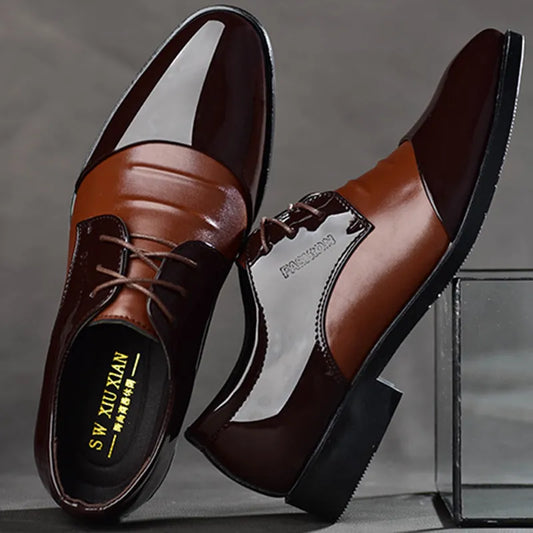 Retro Classic Dress Shoes for Black PU Leather Oxfords Casual Business Shoes for Male