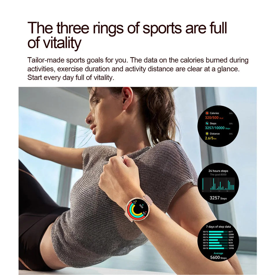 Fashion Women's Smart Watch AMOLED HD Screen Health Monitoring GPS Sports Track Watch Bluetooth Call Smartwatch Android IOS