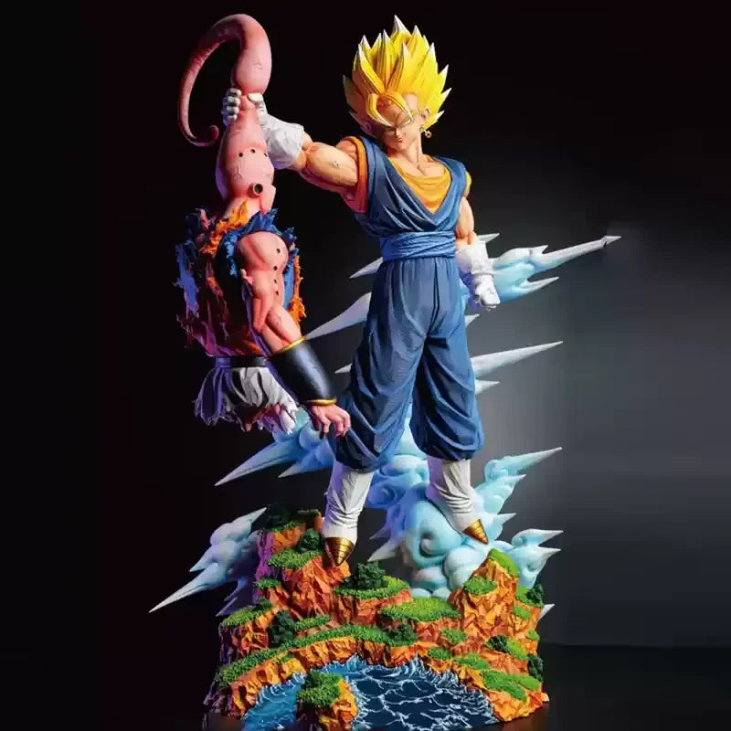 Hot 33cm Cartoon Dragon Ball Z Cartoon Character Majin Buu Vs Vegetto Supports Gk Digital Pvc Statue Collection Model Doll Statu