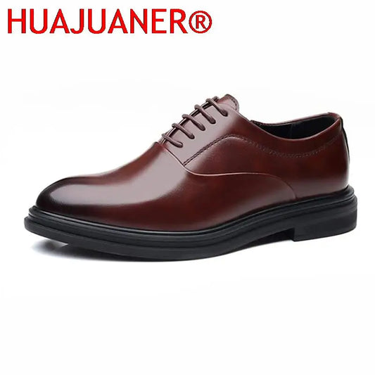 Spring Autumn Simple Large Size Men's Dress Shoes Pointed Height Increasing Men Waterproof Formal Business Leather Shoes for Men