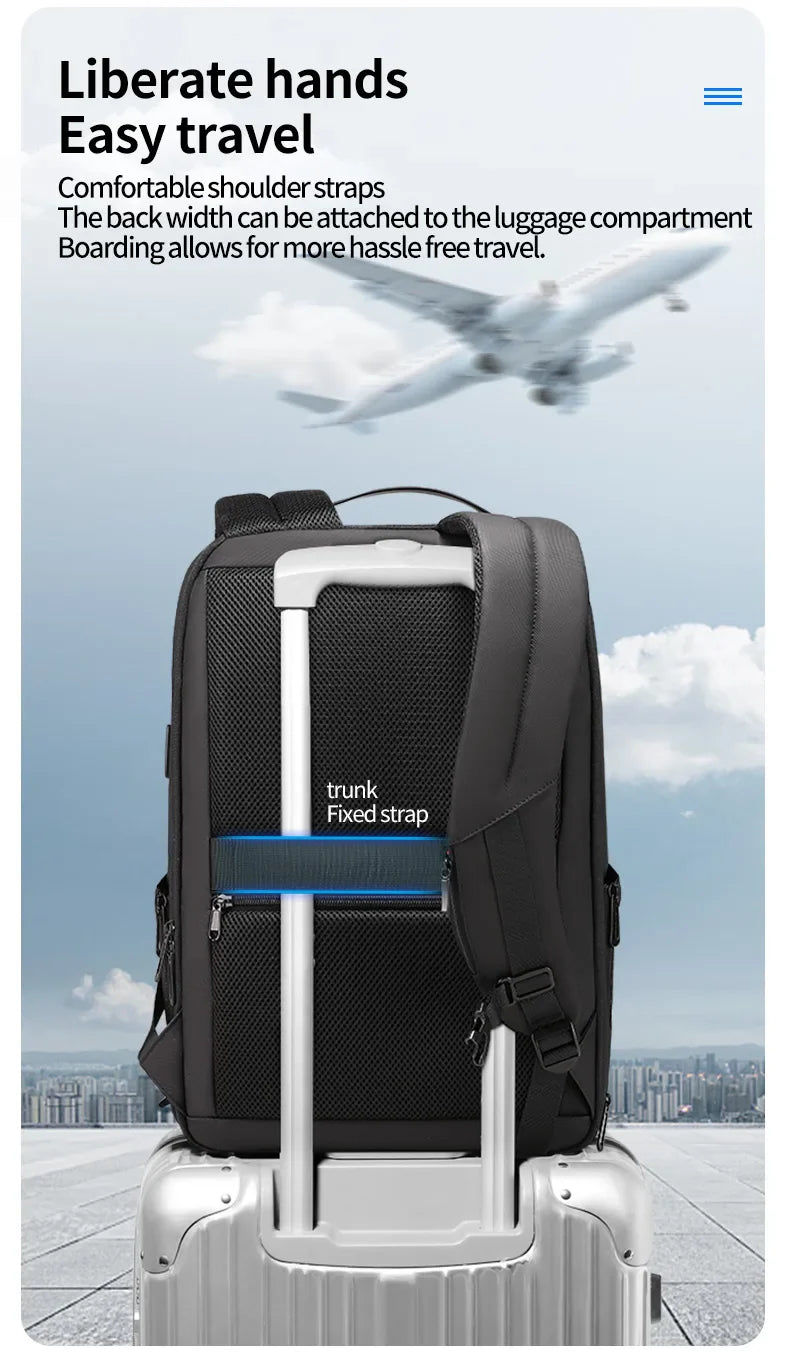 Fenruien Business Waterproof Backpacks USB Charging Men Backpack Fit 15.6 Inch Laptop Travel 35L Large Capacity Backpack