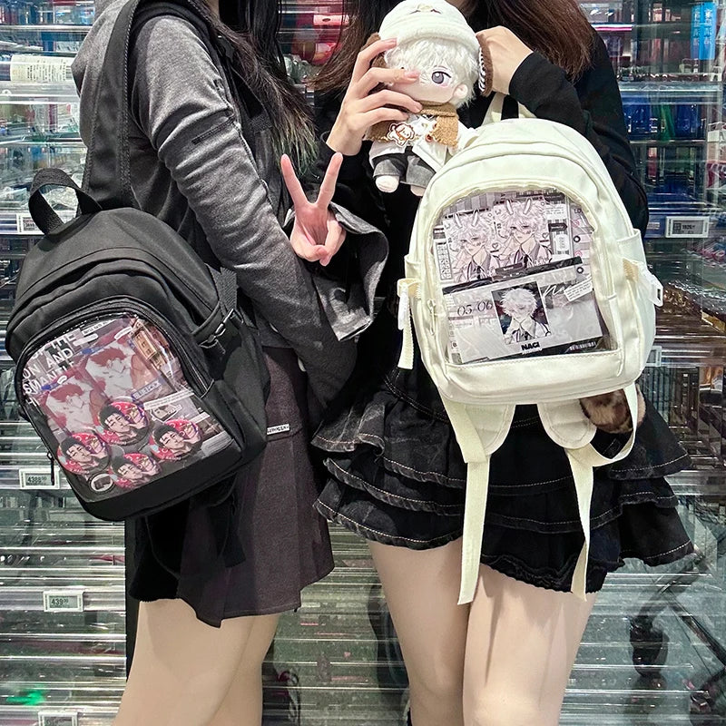 Y2K Cute Mini Backpack Women Kawaii Ita Bag Sweet Girl Transparent Rucksack DIY Personality Display Knapsack Lolita Shoulder Bag