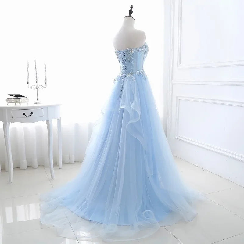 Homecoming Dresses: A-Line Tulle Lace Applique Beaded Crystal Women Formal Party