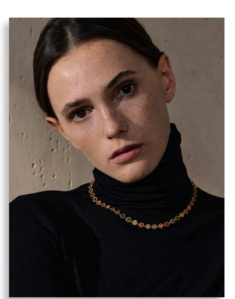 Yhpup Popular Shiny Cubic Zirconia Chain Luxury Necklace Bracelet Bangle Gold Color Platinum Plated Temperament Jewelry New