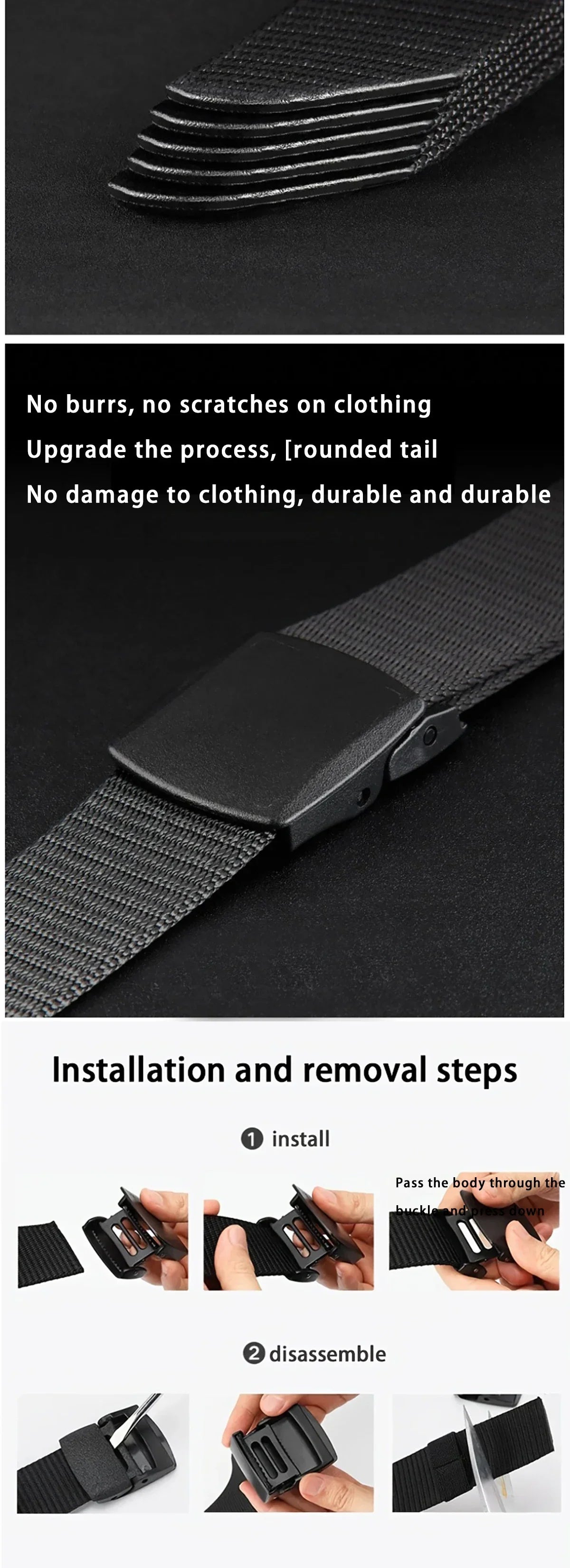 Nylon Belt Automatic Buckle Outdoor Sports Multifunctional Tactical Canvas Belts Light Comfortable Non-metal Belt For Men Women