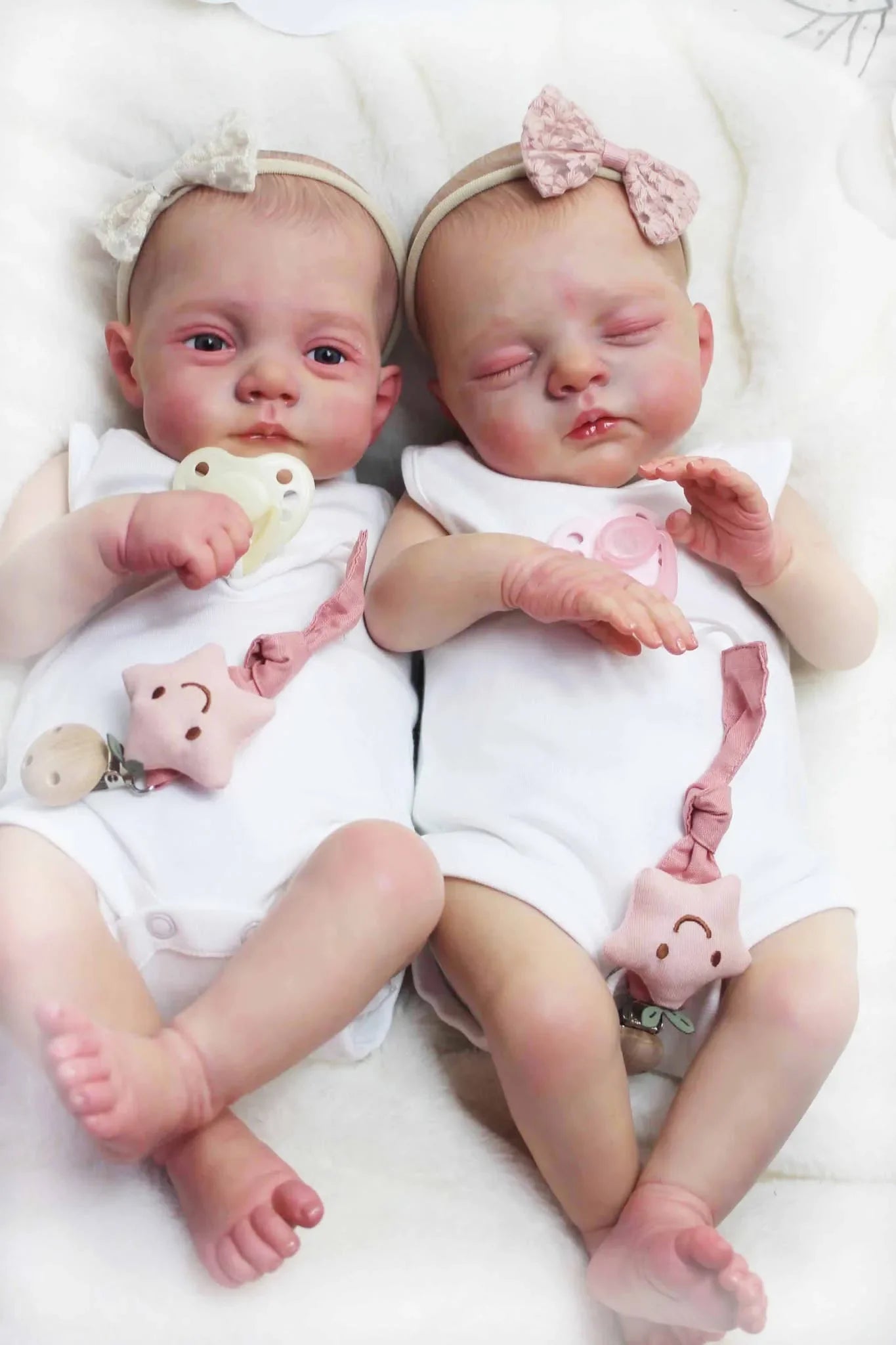 NPK 18inch Irys & Lily Twins Reborn Baby Doll Handmade 3D Skin Multiple Layers Painting Collectible Lifelike Art Doll