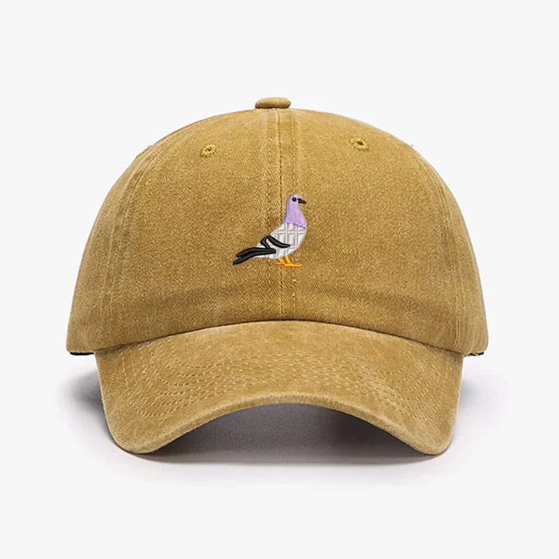Embroidery Pigeon Design Spring vintage Baseball caps Men Women Water Washed Sunscreen Sun Hat Sports Fishing Sunshade Dad Hat