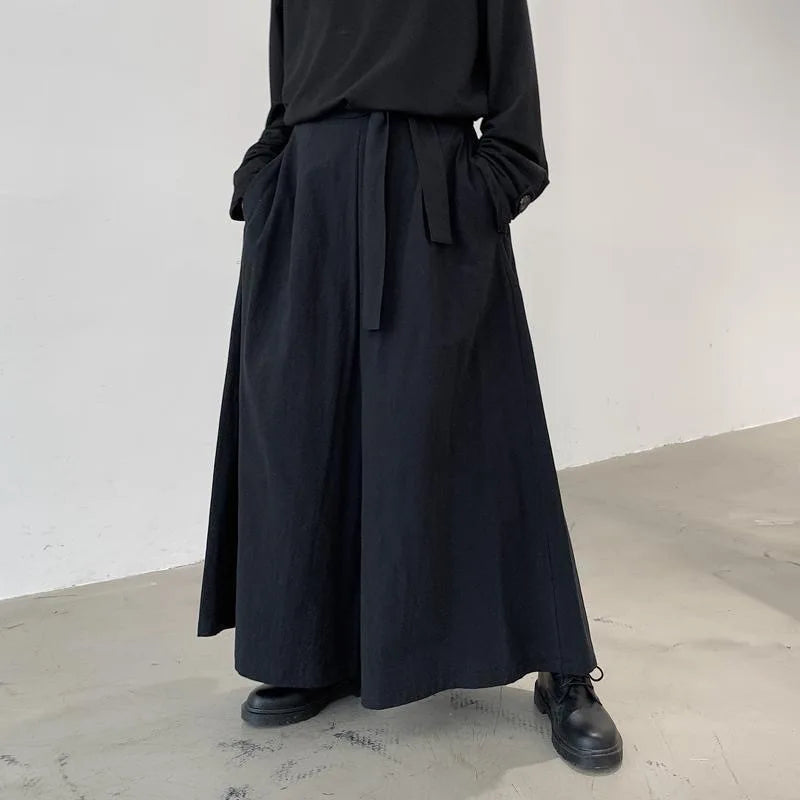 Male Pants: Wide Chinese Hanfu Harajuku Style Hakama Kimono Tang Casual Men