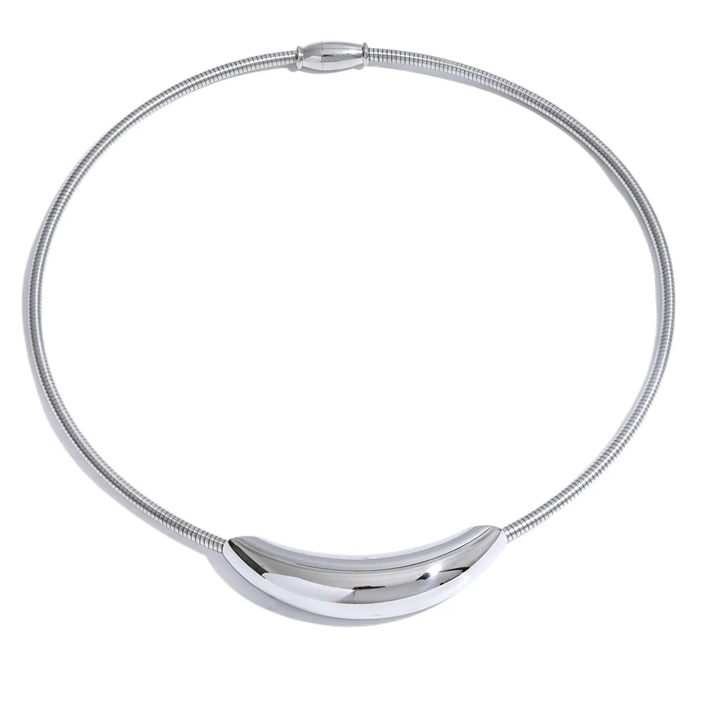 Yhpup Waterproof Stainless Steel Popular Choker Light Necklace Women Statement Metal 18K Gold Plated Trendy Fashion Jewelry