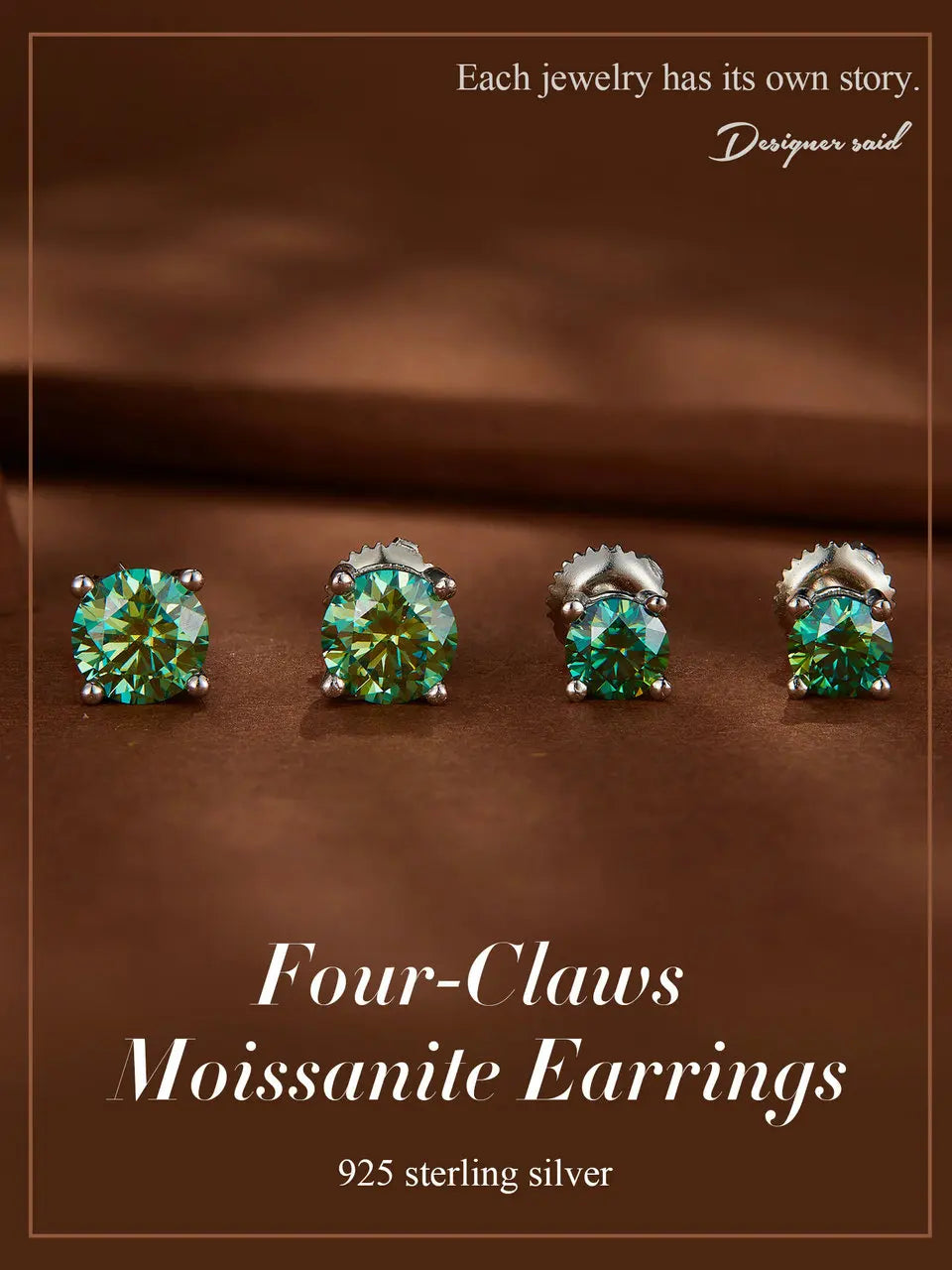 BAMOER 4 Prongs Moissanite Earrings for Women Solid 925 Sterling Silver 2CT VVS1 Lab Diamond Sparkling Classic Wedding Jewelry