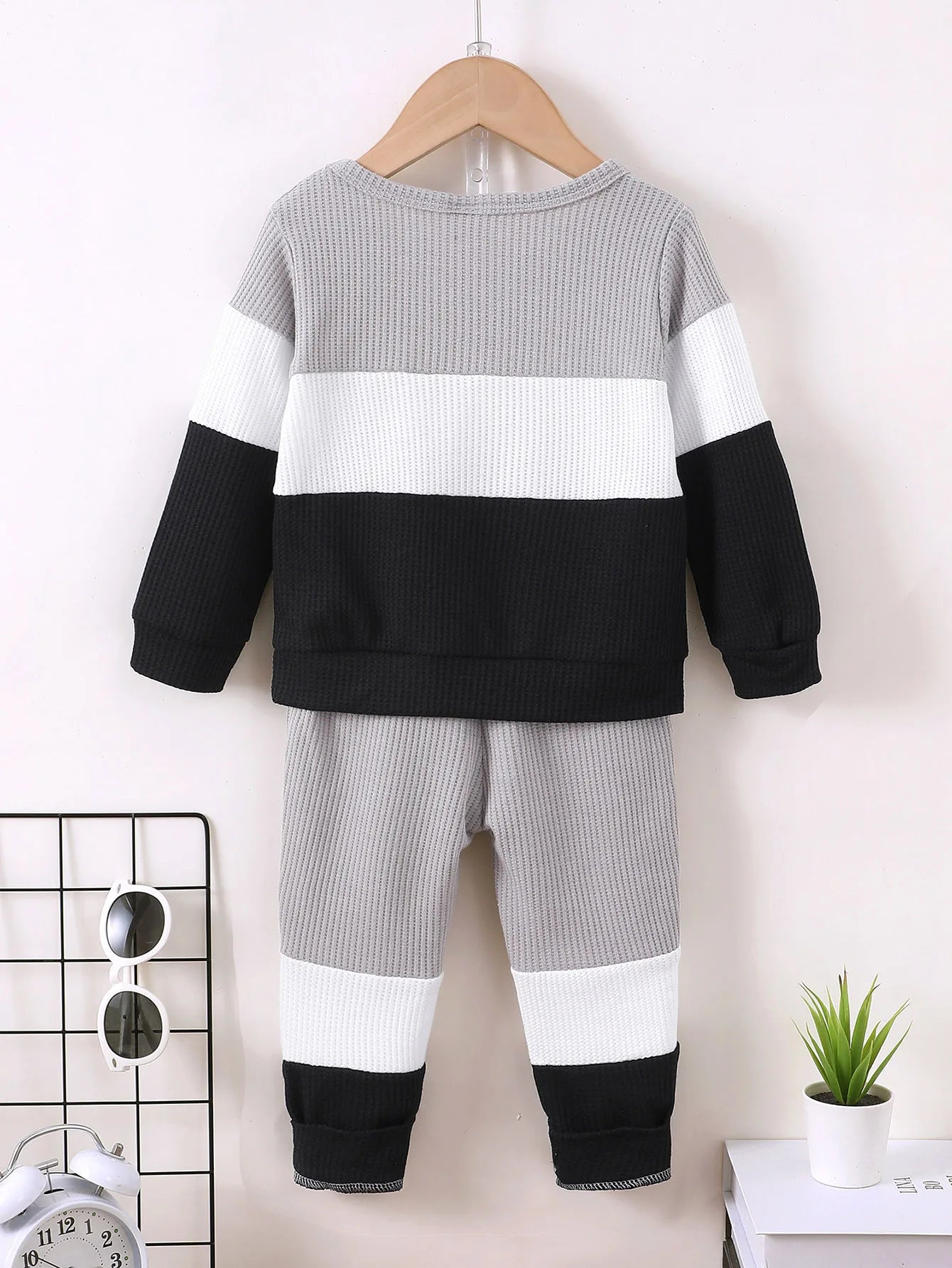 2PCS Kids Boy Clothing Set Fashion Color Block Long Sleeve Top+Pants Spring&Autumn Handsome Sports Outfit for Children 1-6 Years