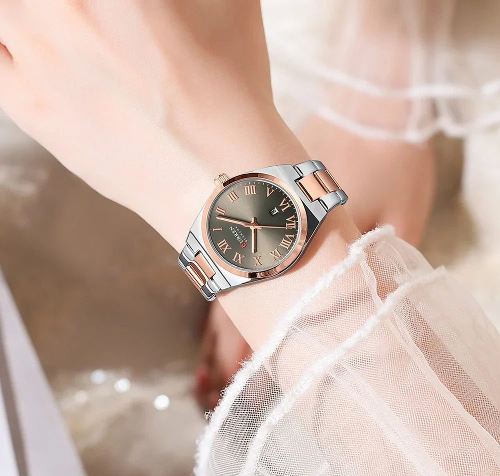 CURREN Luxury Women Watches Fashion Casual FemaleLadies Stainless Steel Quartz Wristwatches Life Waterproof Girlfriend Gift