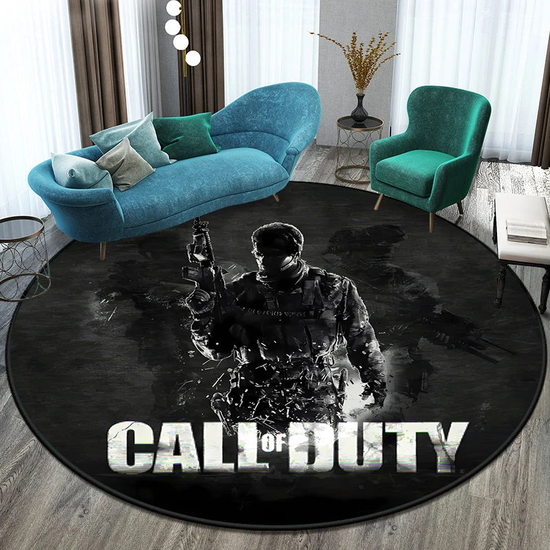 Game Shooting Call CD Round Carpet for Living Room Rugs Camping Picnic Mats Flannel