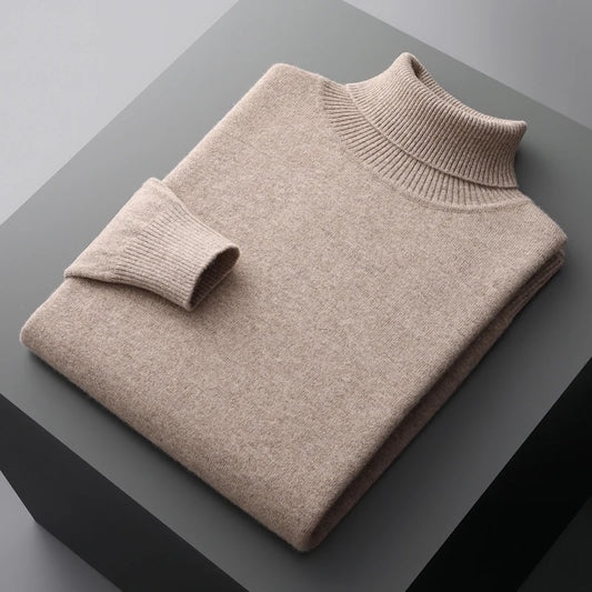 Autumn and winter 100% pure merino wool pullover men's turtleneck
