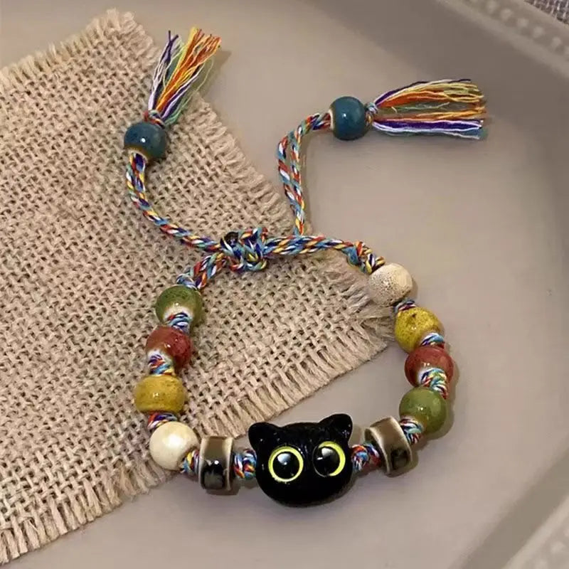 Cute Cartoon Big Eye Cat Luminous Bracelets Glow In The Dark Fluorescence Pendant Bracelet For Women Couple Friendship Jewelry