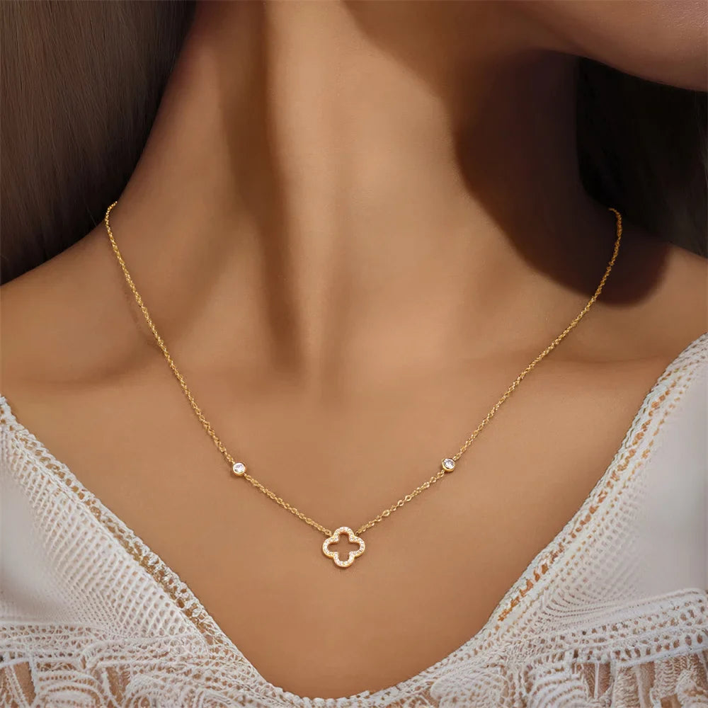 Aide 925 Sterling Silver Necklaces Charms for Women Crystal Cross Clavicle Collar Chain Simple Choker Necklace Accessories Gift