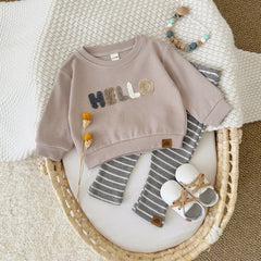 Baby Boy Clothing Set Sports Shirt Hooded Sweatshirt+Long Pants Children's Long Sleeved Clothing Set Towel Embroidery Label Set