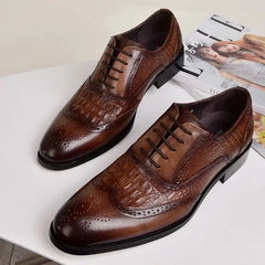 Men casual shoes Brock Oxford retro crocodile leather men formal
