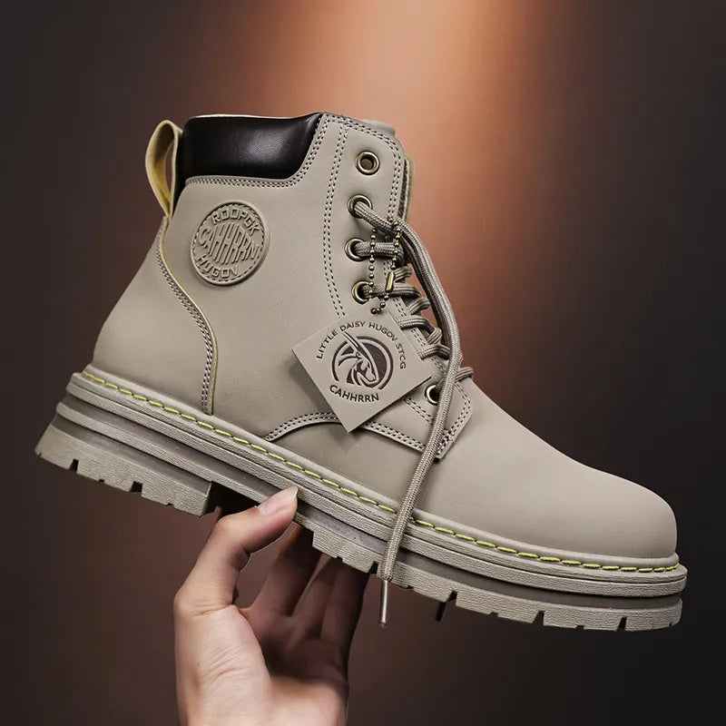High Top Boots Men Leather Shoes Fashion Motorcycle Ankle Military Boots For Men