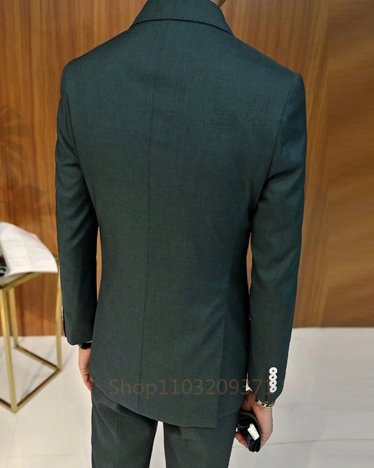 Double Breasted Formal Men Suits Slim Fit 2 Pieces Groom Tuxedos for Wedding