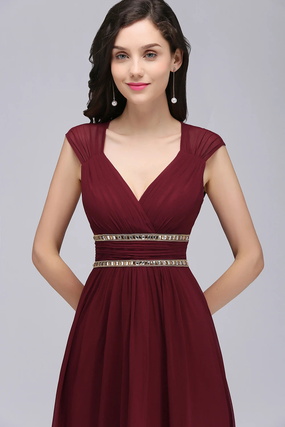 Evening wear Dresses: Evening Dresses A-line V-Neck Sleeveless Crystal