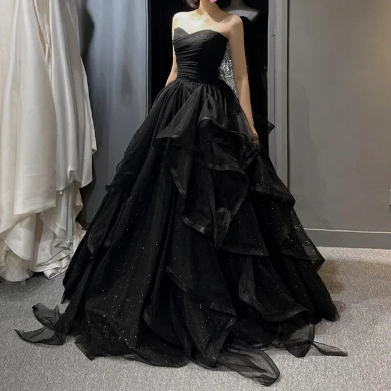 Homecoming Dresses: Wedding Party Dresses Strapless Tiered Draped Prom