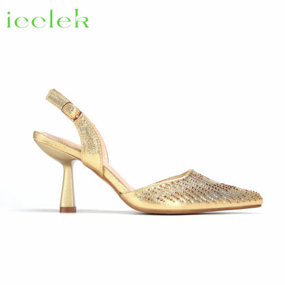 New Fashion Gold Color Pointed Toe  Women Peep Toe Shoes Matching Fashion Commute Or Party Shoes Bag Set For Ladies