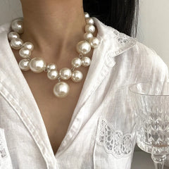 Elegant Imitation Pearl Women's Necklace Big Pearls Beads Choker Necklaces Party