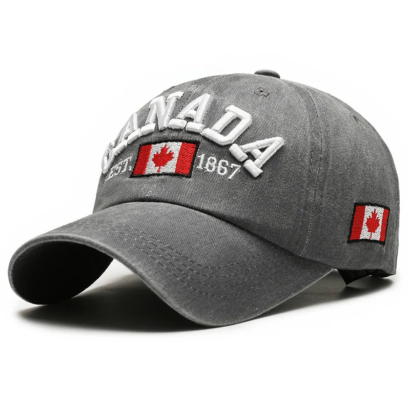 Unisex Washed Cotton Vintage Cap High Quality CANADA Letter Embroidery Baseball Cap Men And Women Outdoor Sports Hats