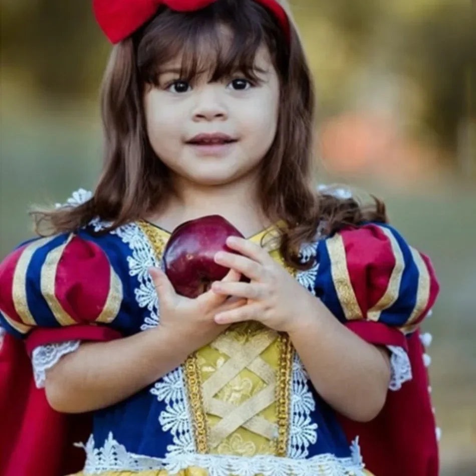 Girls Fancy Snow White Summer Dress Princess Dress Children Halloween Carnival Birthday Party Tulle Embroidery Dress Kid Costume