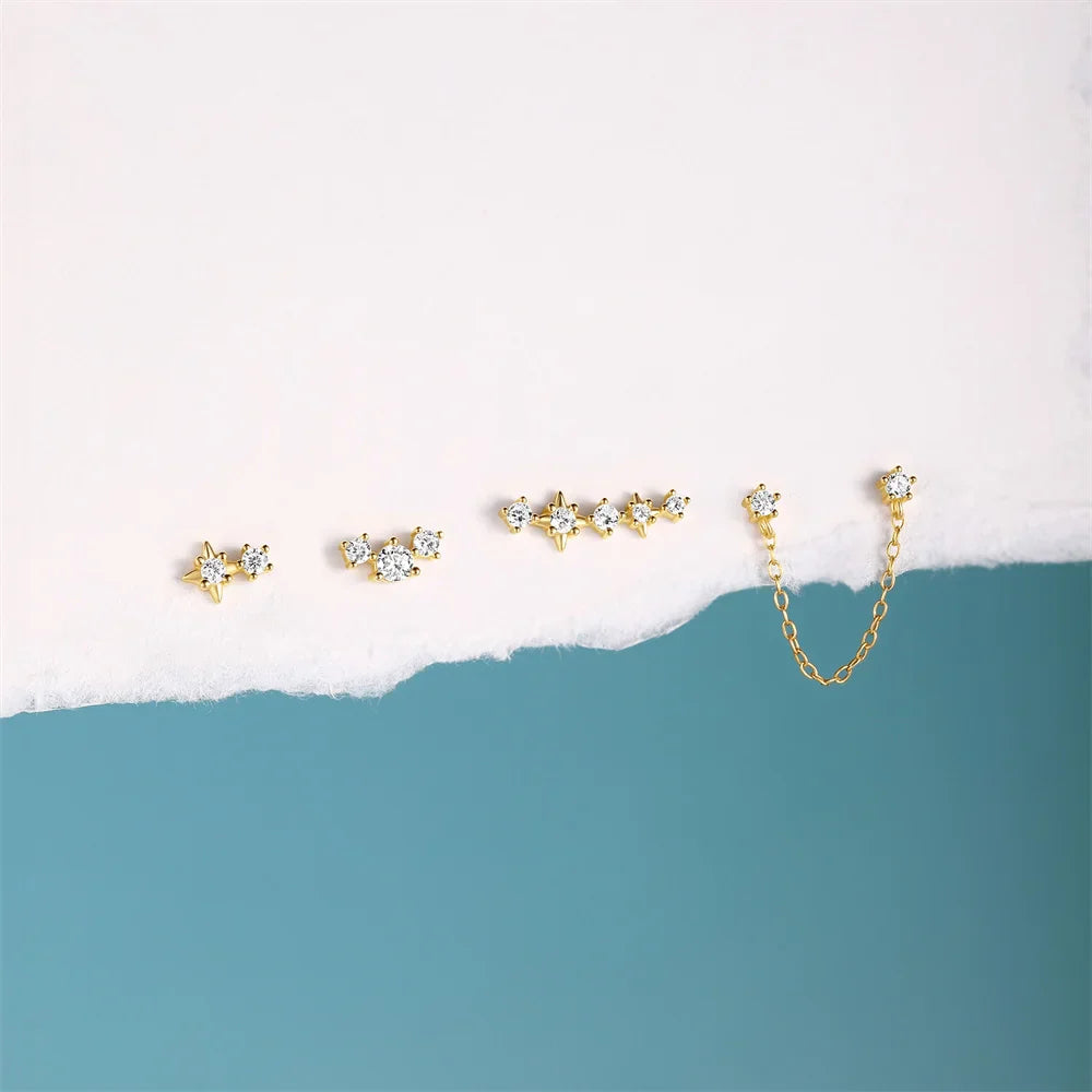 ROXI 925 Sterling Silver WaterDrop/Flower/Pearl Earring Set For Women 18k Gold Plated 3 piece Earring Party Jewelry Gifts