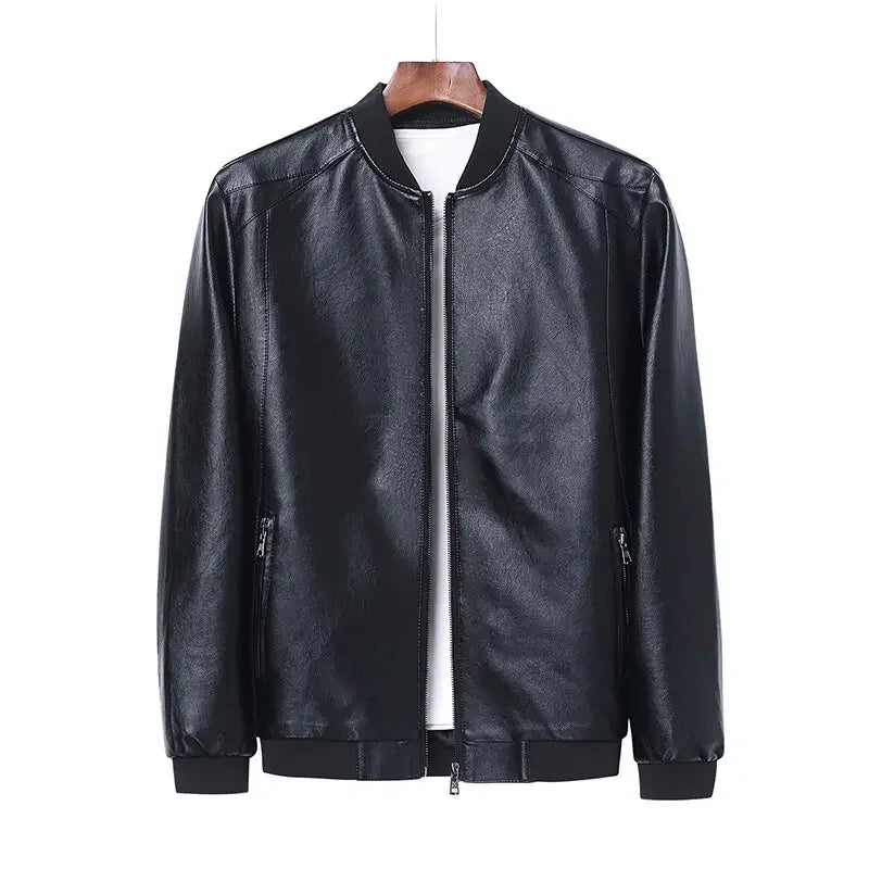 Men Black Biker PU Leather Coat Korean Fashion Men Pu Leather Jacket
