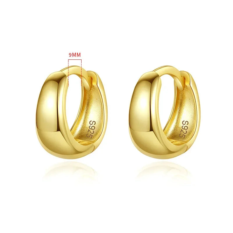 TrustDavis Real 925 Sterling Silve Fashion Inside Diameter 6 7 8 9 10mm Hoop Earrings For Women Men Personality Jewelry DG0132
