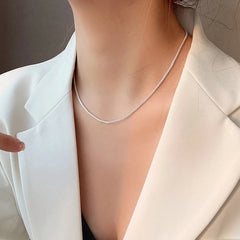 Silver Colour Sparkling Clavicle Chain Choker Necklace For Women Fine Jewelry