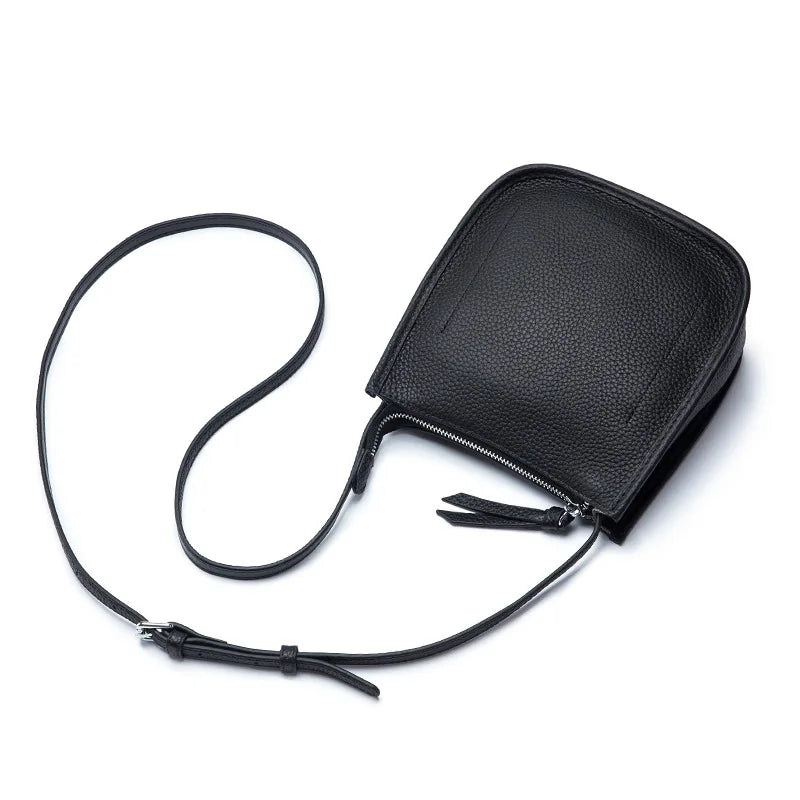 Women Genuine Leather One Shoulder Bucket Bag Luxury Cowhide Crossbody Bag