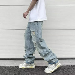 Jeans For Men Loose-fit Ripped-drill Hip Hop Slim Fit Summer Casual Pants