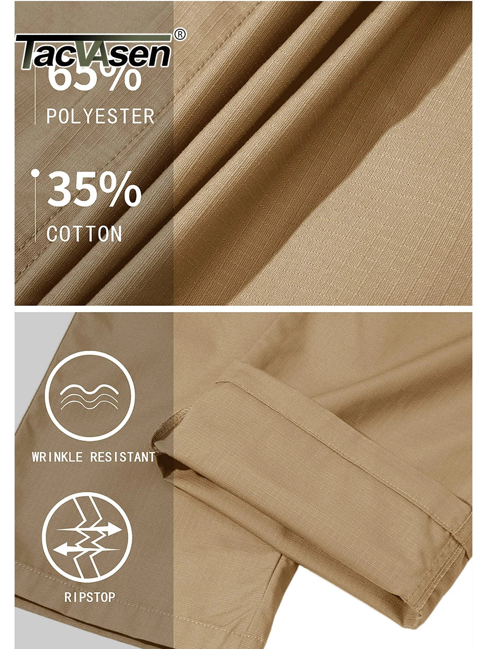 Multi-Pockets Rip-stops Cargo Pants Men's Work Trousers Full Length