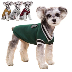 College Style Pet Dog Sweater Winter Warm Dog Clothes for Small Medium Dogs