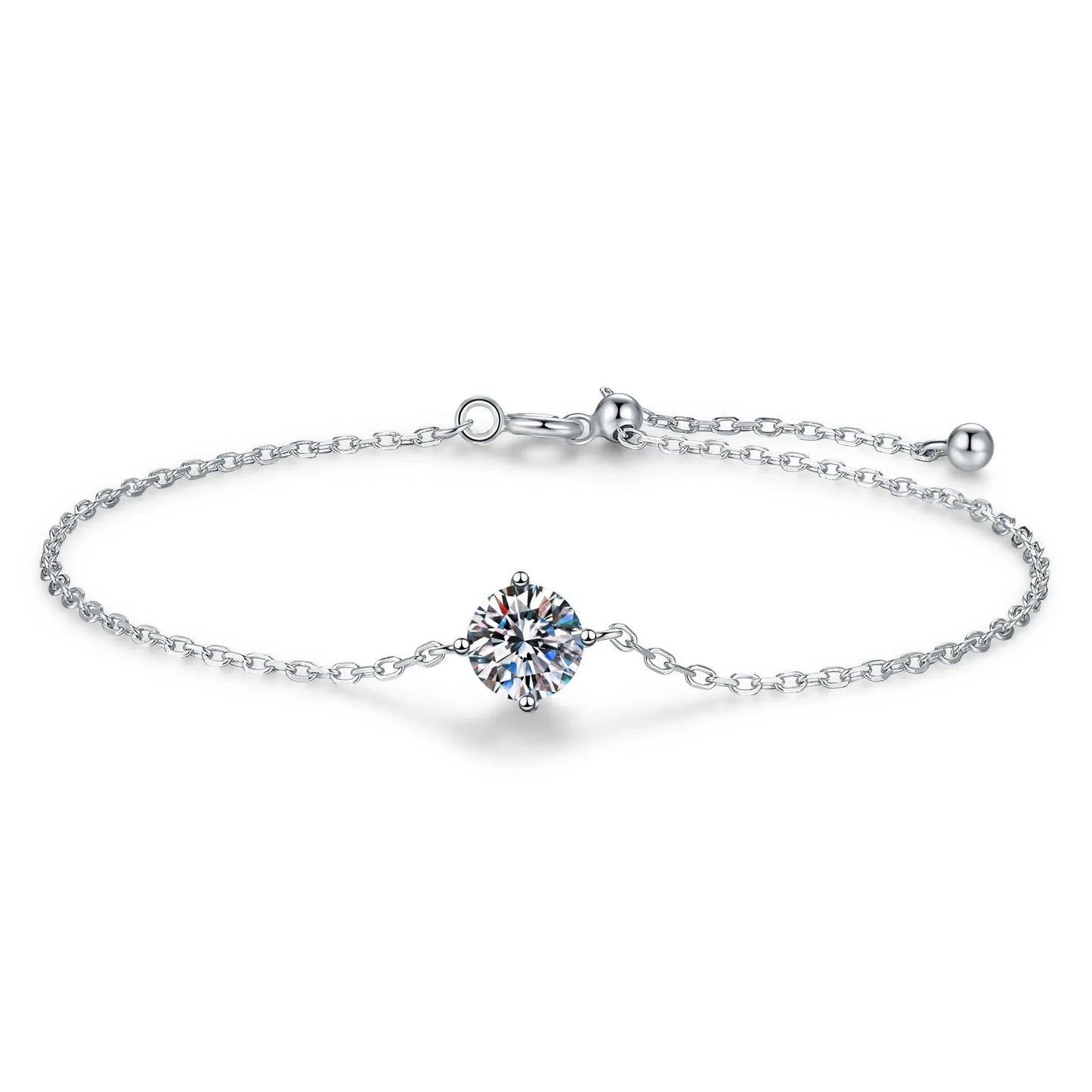Certified 1CT Moissanite Solitaire Bracelets for Women Real Silver S925 Classic Lab Diamond Adjustable Wrist Chain Jewelry Men