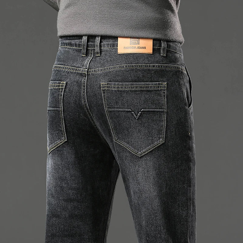 Men's Spring Straight Jeans Baggy Soft Stretch Casual Business Brand Male Clothes
