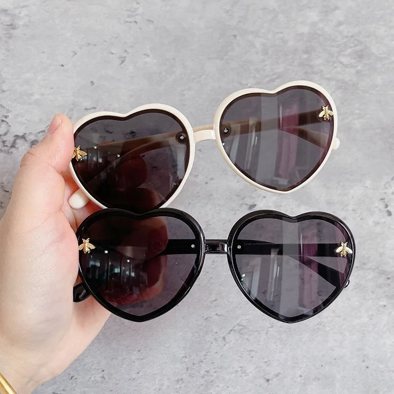 Fashion Heart Kids Sunglasses Children Retro Cute Pink Cartoon Sun Glasses Frame Girls Boys Baby Sunglasses UV400 Eyewear