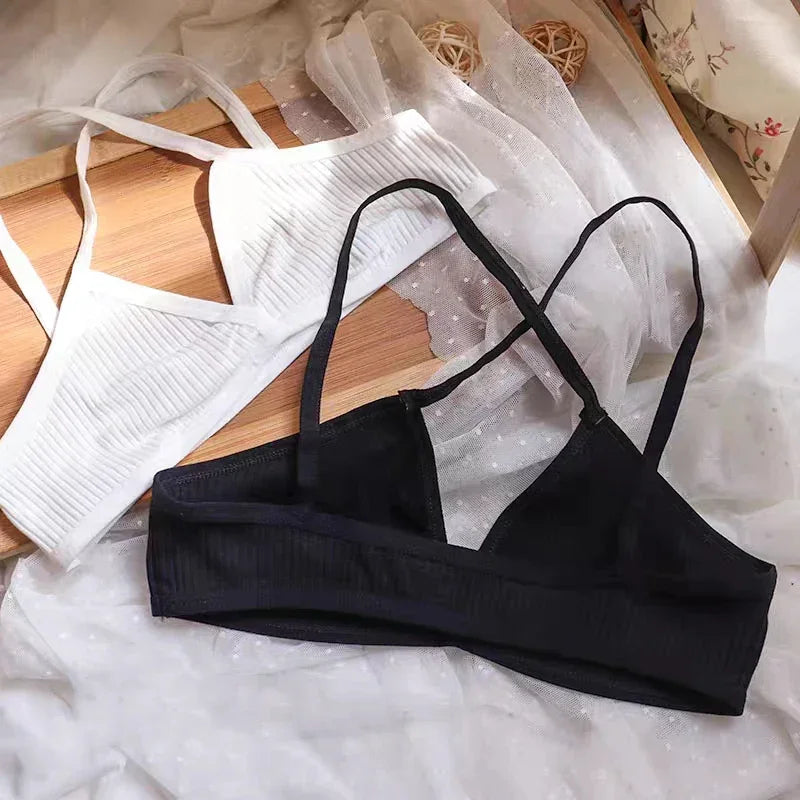 Seamless Deep-V Bra Women Triangle Thin Bralette Back Tops Plunge Underwear