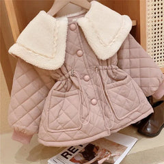 Girls Fleece Jacket Winter Children Cotton Coat Padded Thickened Warm Overcoat