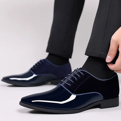 Black Classic Patent Leather Shoes for Men Casual Business Shoes